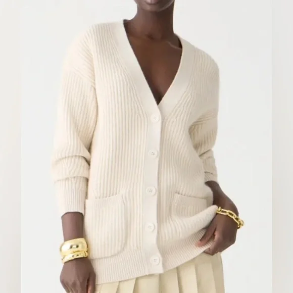 NWOT JCrew Ribbed V-neck cardigan sweater - Picture 6 of 6